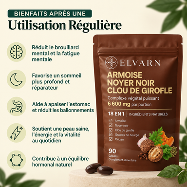 Éliminez les parasites cachés et leurs larves en seulement 14 jours grâce à l’armoise, au noyer noir et au clou de girofle